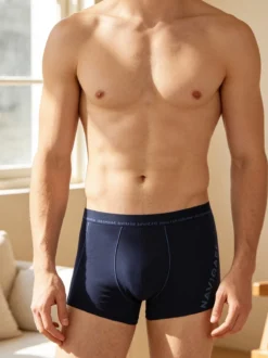 Navigare Boxer uomo in cotone - blu scuro