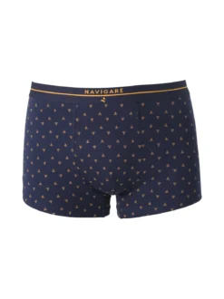 Navigare Boxer uomo in cotone con stampe - blu scuro