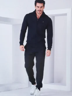 Navigare Completo tuta da uomo 2 pezzi con zip in caldo cotone - blu scuro