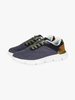 Navigare Sneakers da uomo stringate in tessuto jeans - blu scuro