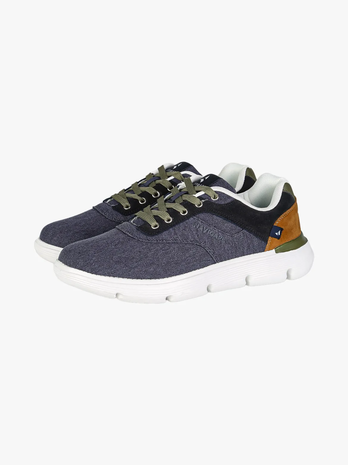 Navigare Sneakers da uomo stringate in tessuto jeans - blu scuro