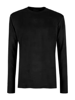 Navigare T-shirt intima da uomo a maniche lunghe in caldo cotone - nero