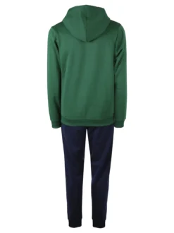 Navy Sail Completo tuta da uomo felpata con cappuccio e zip intera - verde