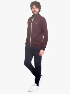 Navy Sail Completo tuta da uomo felpata 2 pezzi con zip intera - bordeaux