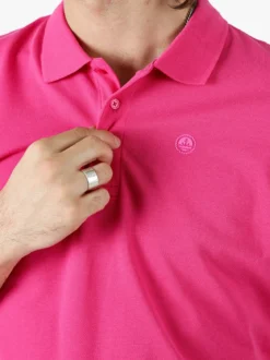 Navy Sail Polo da uomo in cotone a maniche corte - fucsia
