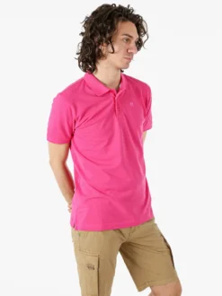 Navy Sail Polo da uomo in cotone a maniche corte - fucsia