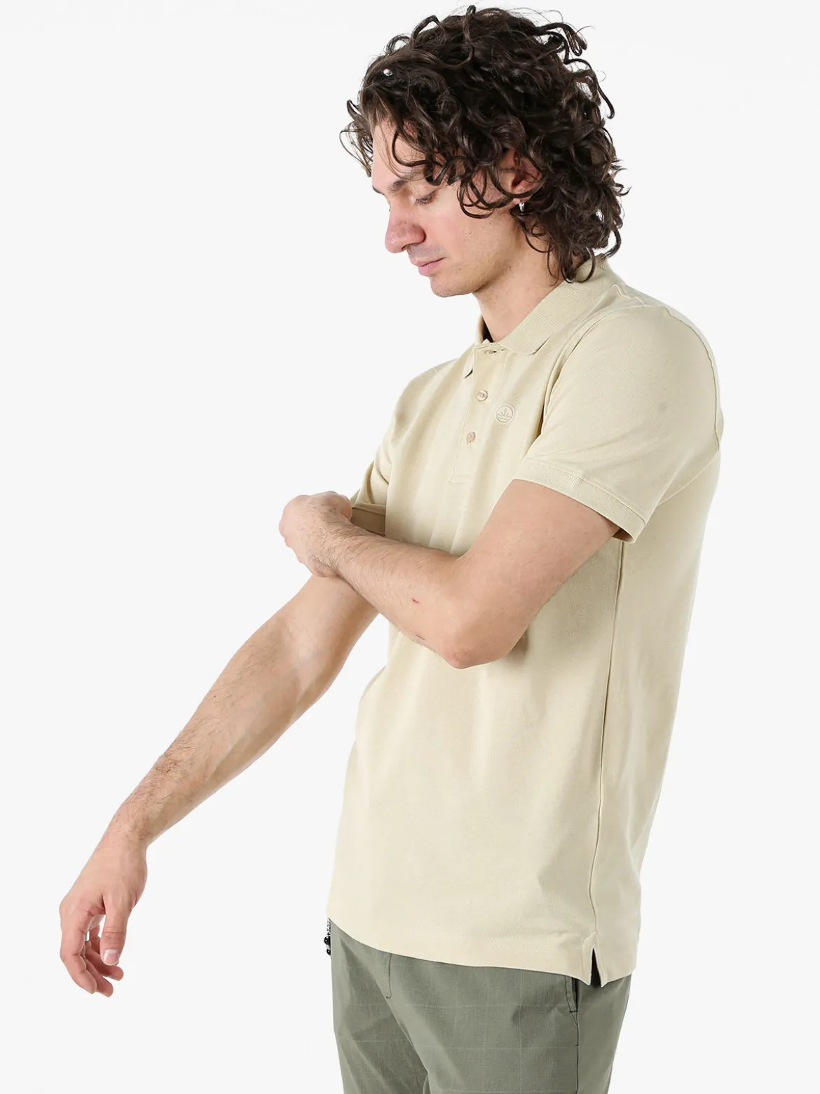 Navy Sail Polo da uomo in cotone a maniche corte - naturale