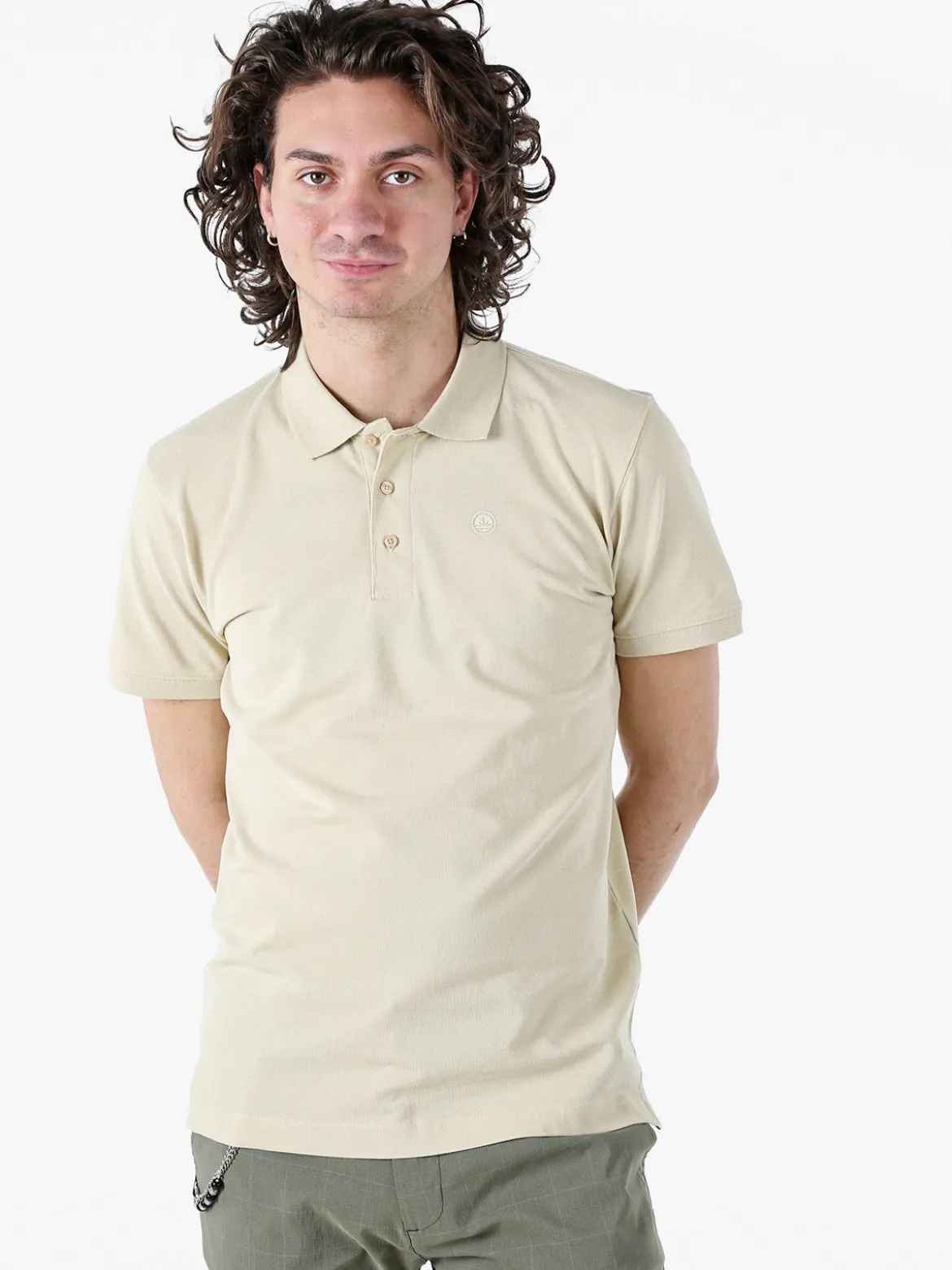 Navy Sail Polo da uomo in cotone a maniche corte - naturale