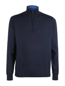 Navy Sail Pullover uomo mezza zip misto lana