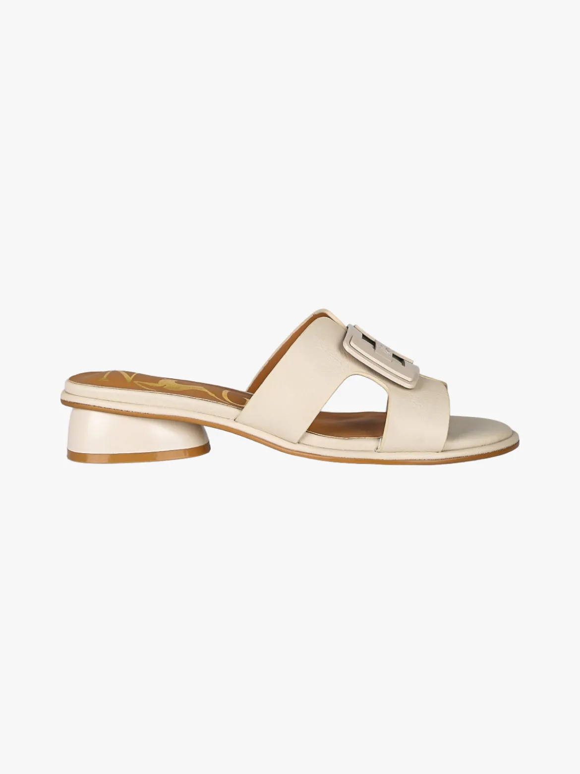 Nazareno Gabrielli Ciabatte donna in ecopelle con logo e tacco basso - beige