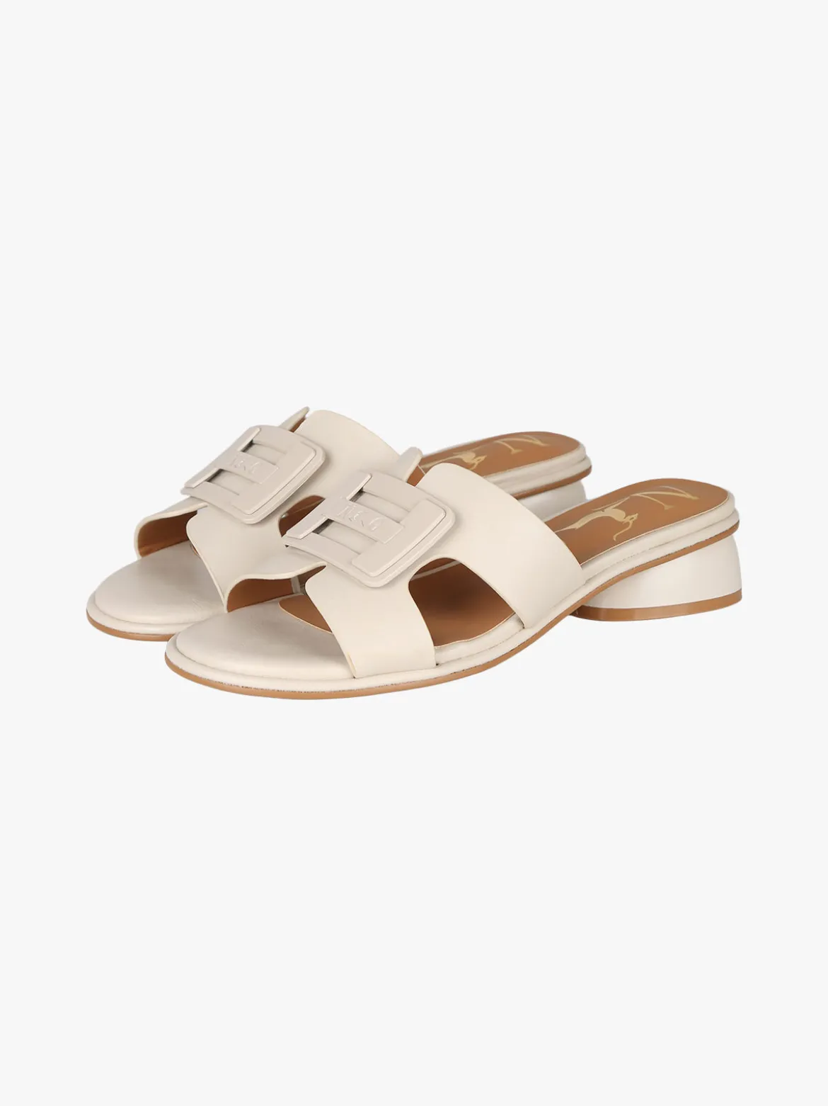 Nazareno Gabrielli Ciabatte donna in ecopelle con logo e tacco basso - beige