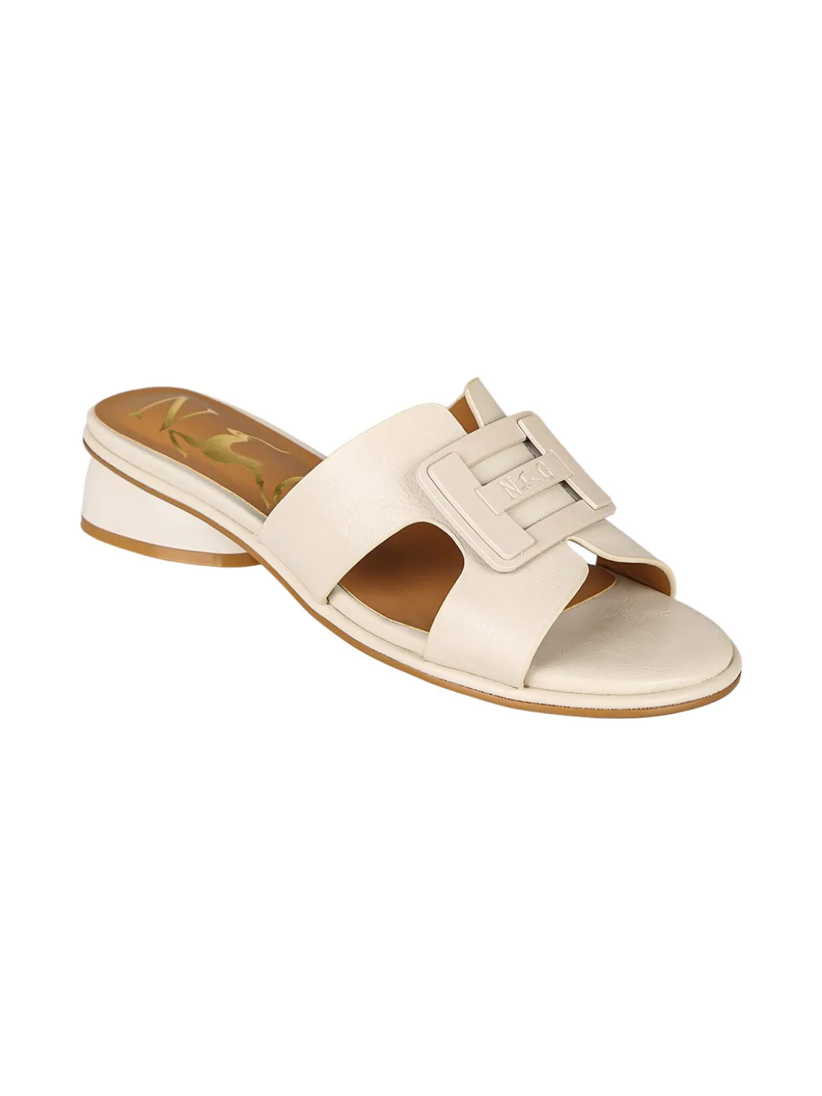 Nazareno Gabrielli Ciabatte donna in ecopelle con logo e tacco basso - beige