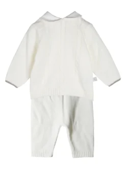 Nazareno Gabrielli Completo 2 pezzi da neonati in maglia con colletto - panna
