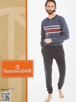 Nazareno Gabrielli Pigiama lungo uomo in cotone