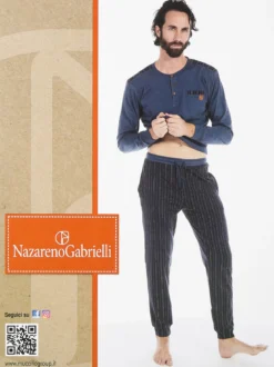 Nazareno Gabrielli Pigiama lungo uomo in cotone