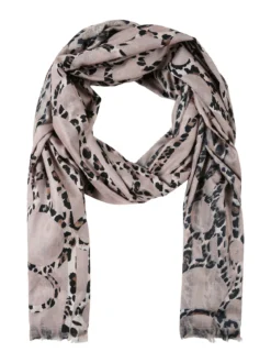 Nazareno Gabrielli Sciarpa donna animalier on finale sfrangiato - taupe