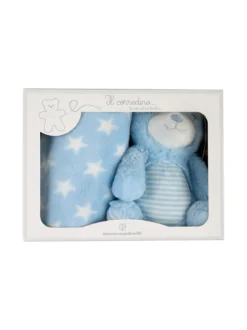 Nazareno Gabrielli Set regalo per neonati con coperta in pile e pupazzo orsetto - azzurro