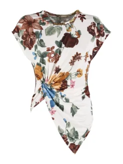 New Collection Blusa donna fiorata a maniche corte