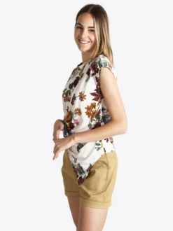 New Collection Blusa donna fiorata a maniche corte