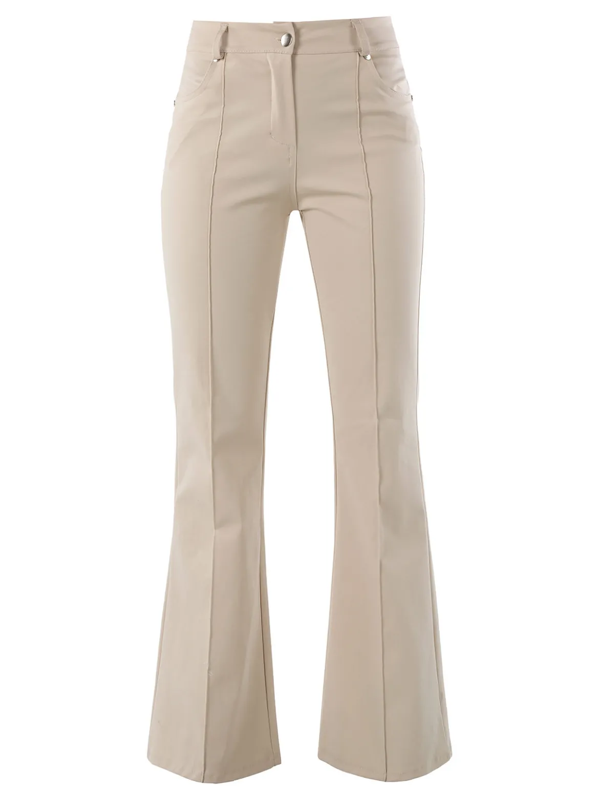 New Gj Pantaloni donna a zampa con cucitura centrale - beige
