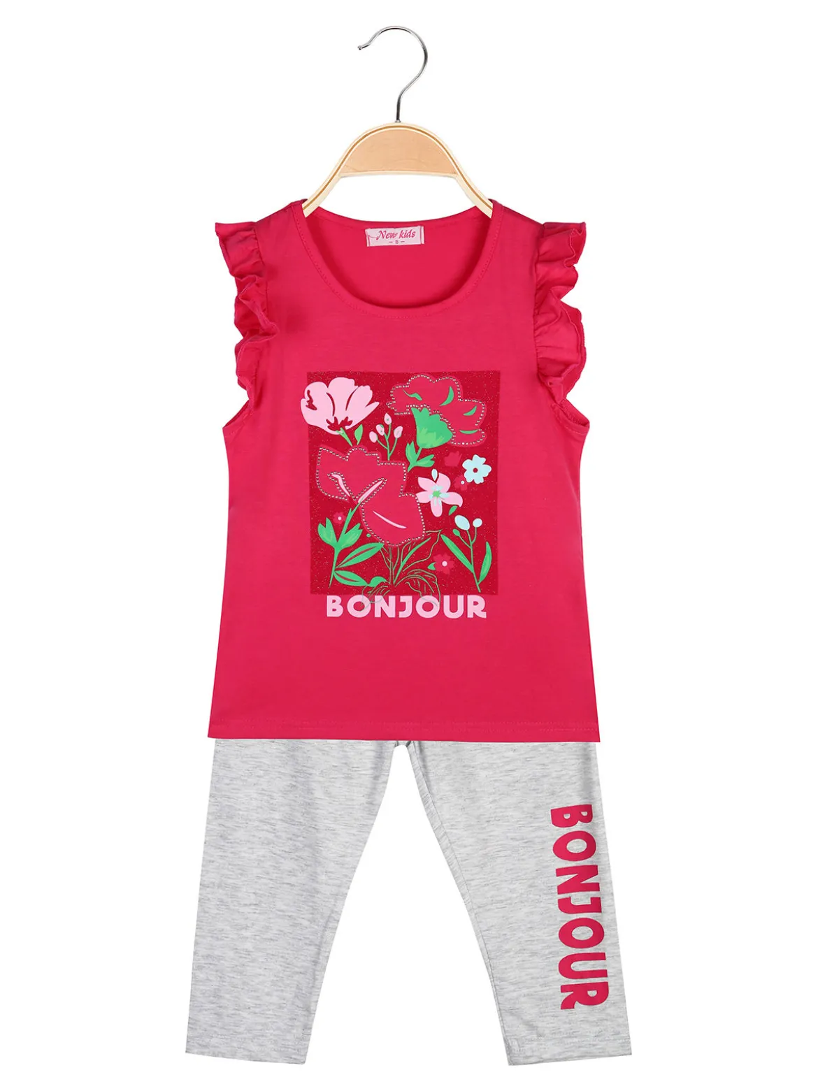 New Kids Completo da bambina con t-shirt e leggings a 3/4