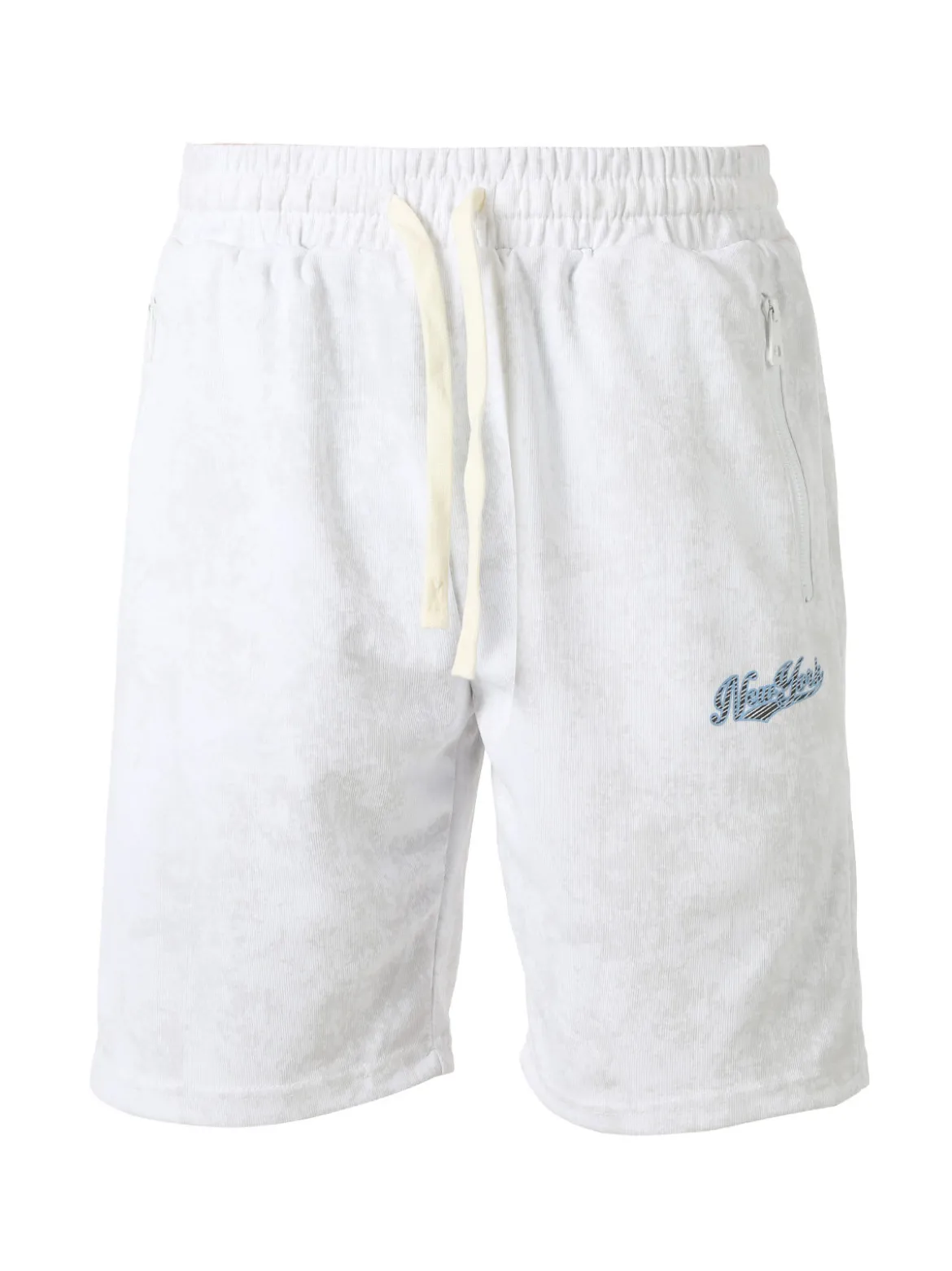 New Mentality Bermuda da uomo con coulisse e tasche frontali con zip - bianco