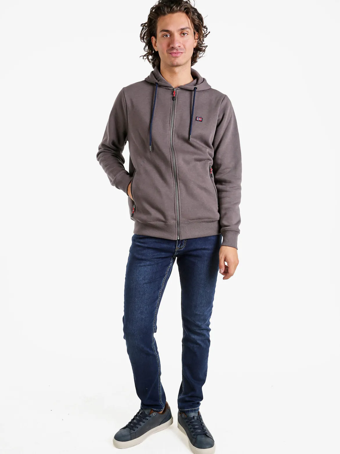 Norway Felpa da uomo con cappuccio e zip - taupe