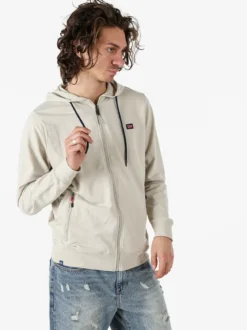 Norway Felpa da uomo full zip con cappuccio - beige