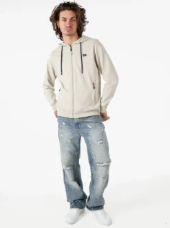 Norway Felpa da uomo full zip con cappuccio - beige