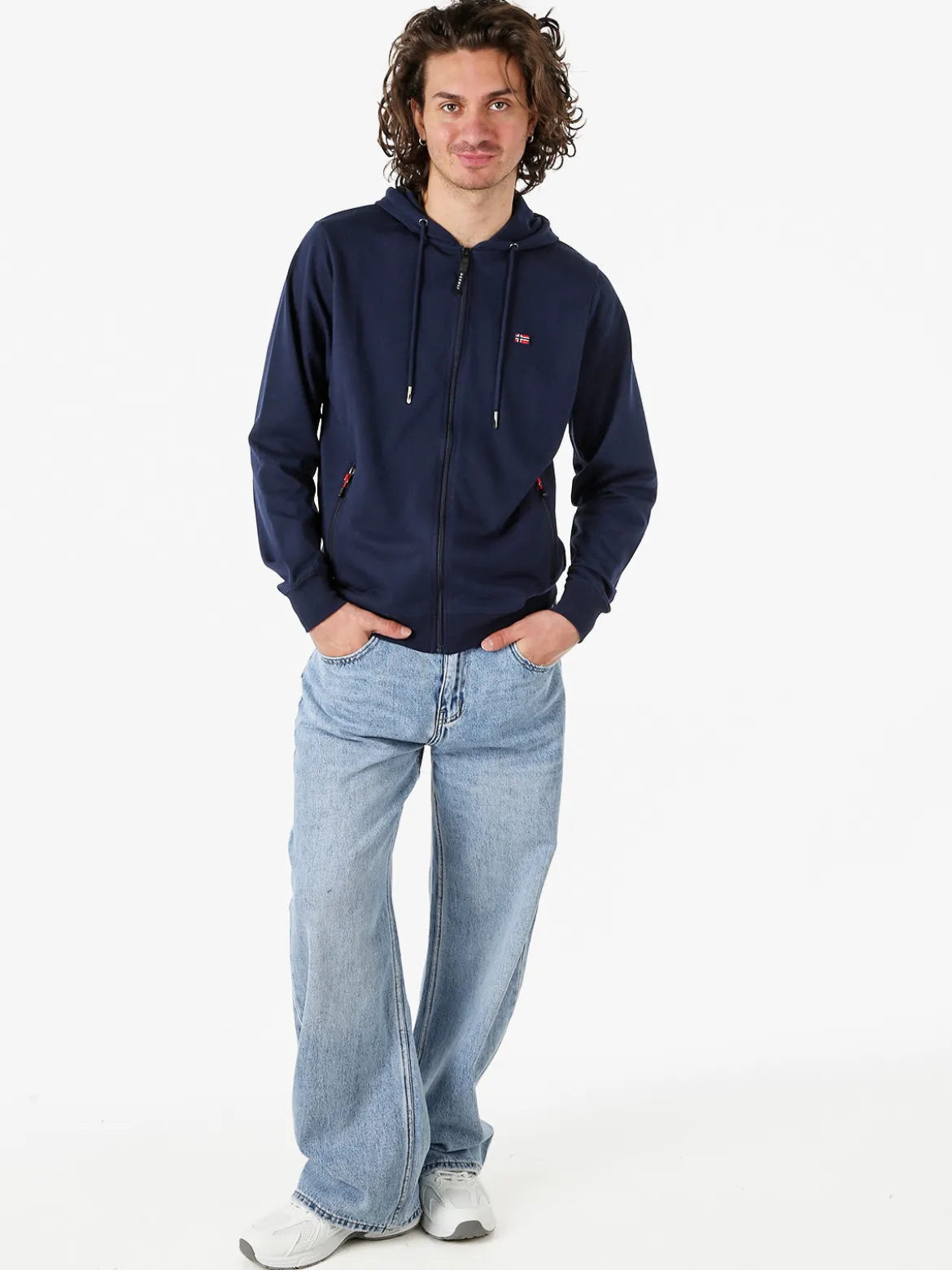 Norway Felpa da uomo full zip con cappuccio - blu scuro