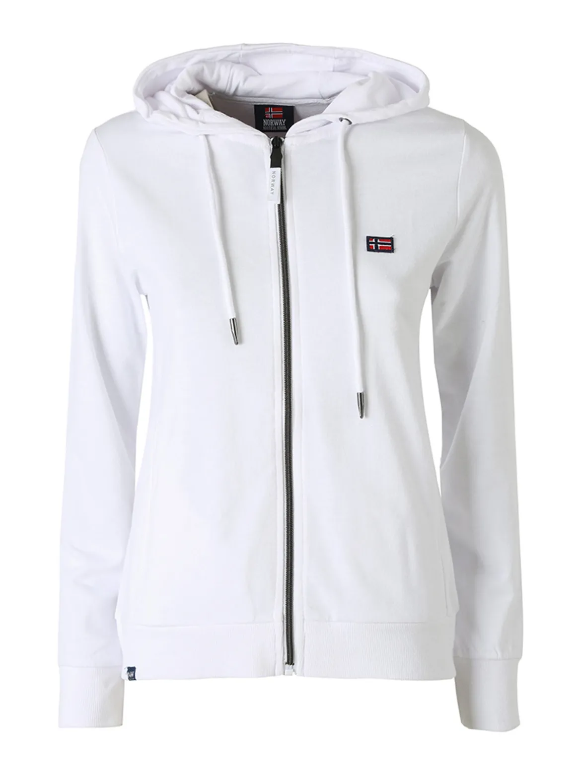 Norway Felpa donna full zip con cappuccio - bianco
