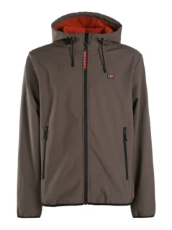 Norway Giacca impermeabile da uomo con cappuccio e interno in pile - marrone