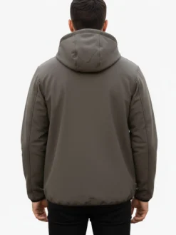 Norway Giacca impermeabile da uomo con cappuccio e interno in pile - marrone