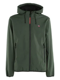 Norway Giacca impermeabile da uomo con cappuccio e interno in pile - verde