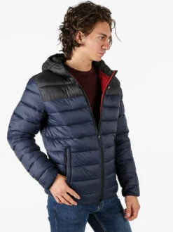 Norway Giubbotto imbottito da uomo con cappuccio e zip - blu scuro