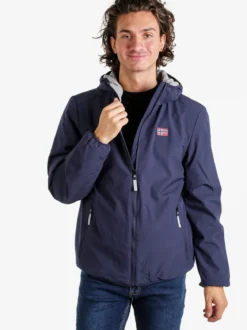 Norway Giubbotto impermeabile da uomo con cappuccio e zip - blu scuro