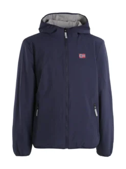 Norway Giubbotto impermeabile da uomo con cappuccio e zip - blu scuro
