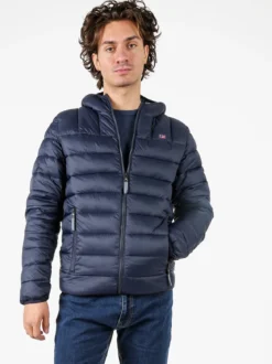 Norway Giubbotto piumino da uomo con cappuccio e zip - blu scuro