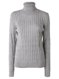 Norway Maglione dolcevita donna a trecce - grigio