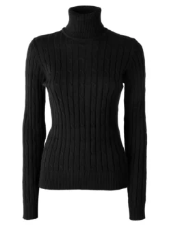 Norway Maglione dolcevita donna a trecce - nero