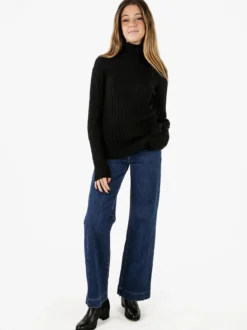 Norway Maglione dolcevita donna a trecce - nero