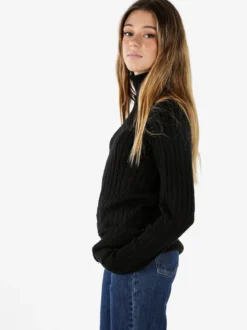 Norway Maglione dolcevita donna a trecce - nero