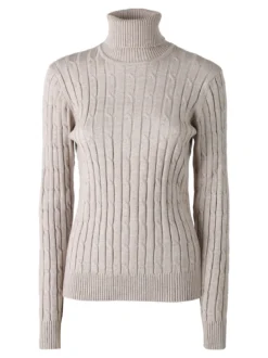Norway Maglione dolcevita donna a trecce - sabbia