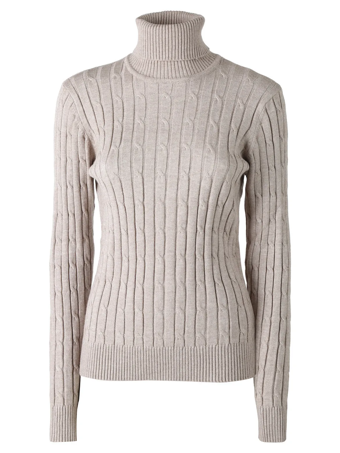 Norway Maglione dolcevita donna a trecce - sabbia