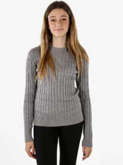 Norway Maglione girocollo da donna a trecce - grigio