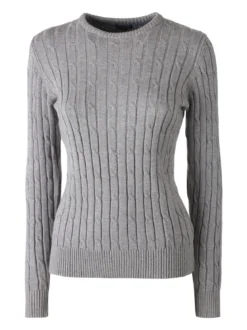 Norway Maglione girocollo da donna a trecce - grigio
