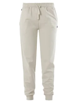 Norway Pantaloni tuta da donna in cotone con coulisse e polsini - beige