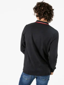 Norway Polo da uomo a maniche lunghe in cotone - nero