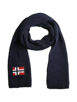 Norway Sciarpa da uomo in maglia con logo - blu scuro