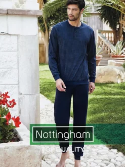 Nottingham Pigiama lungo da uomo in cotone